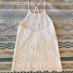 Eyelet lace scallop tank